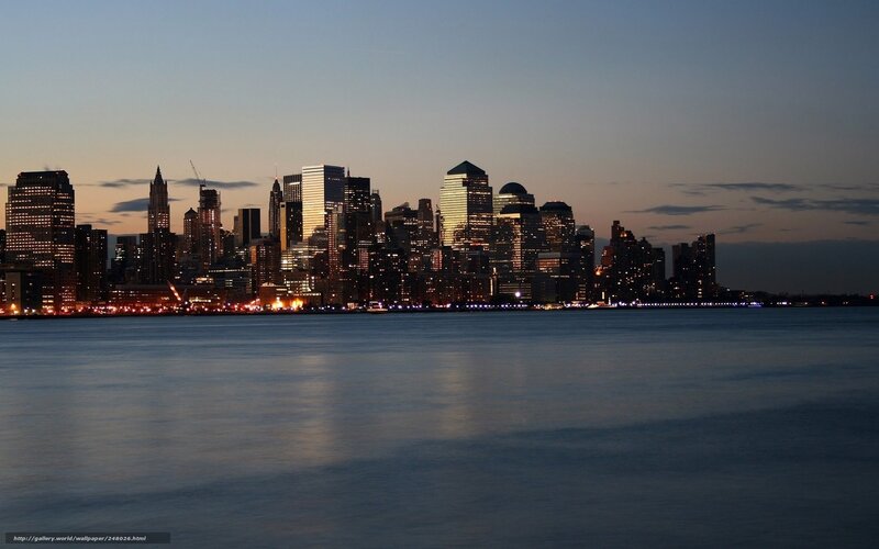 New York City skyline at dusk