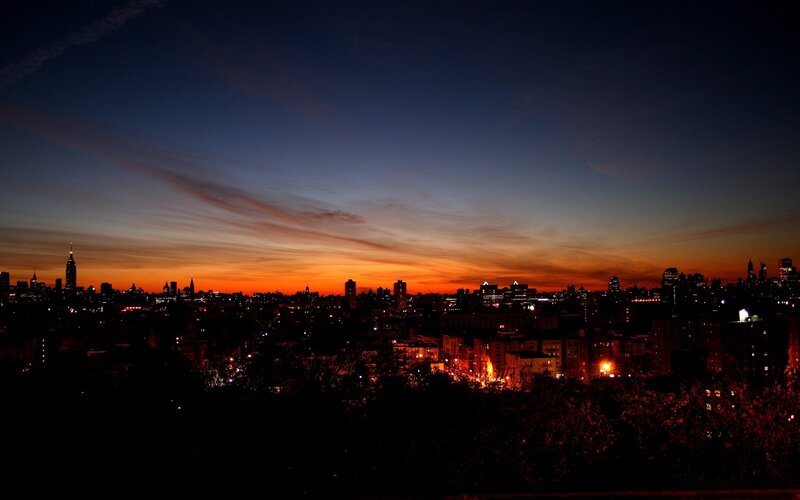 New York City skyline at dusk