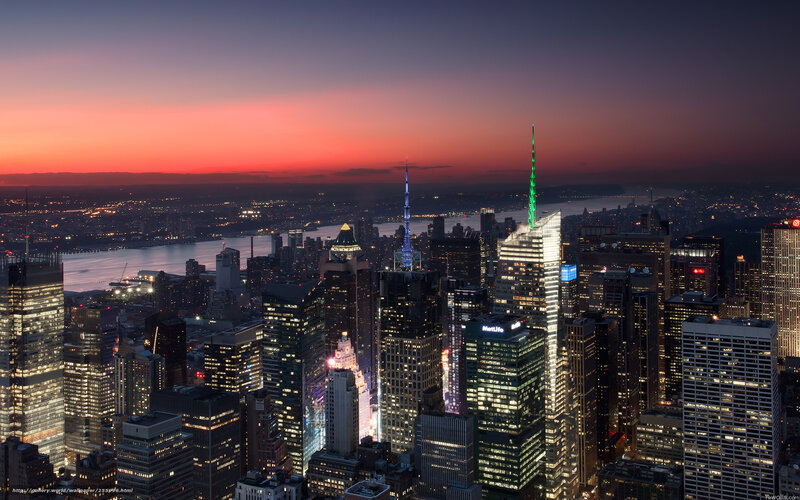 New York City skyline at dusk