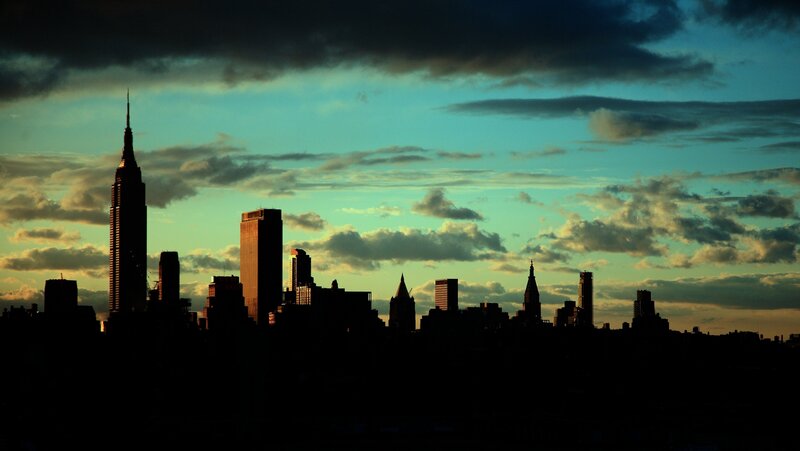 New York City skyline at dusk