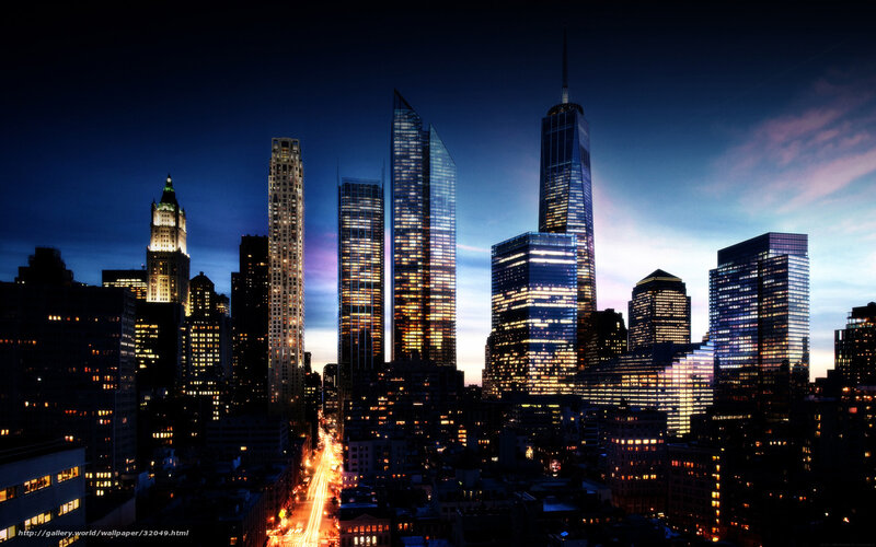 New York City skyline at dusk