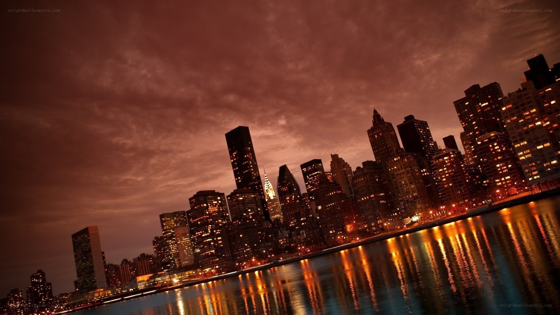 New York City skyline at dusk