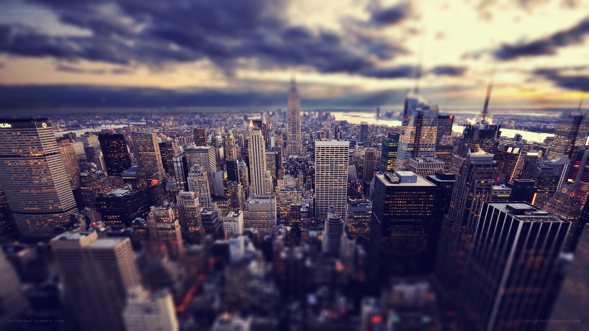 New York City skyline at dusk