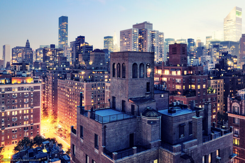 New York City skyline at dusk
