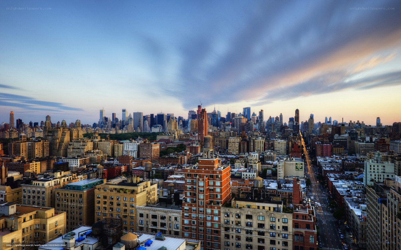 New York City skyline at dusk