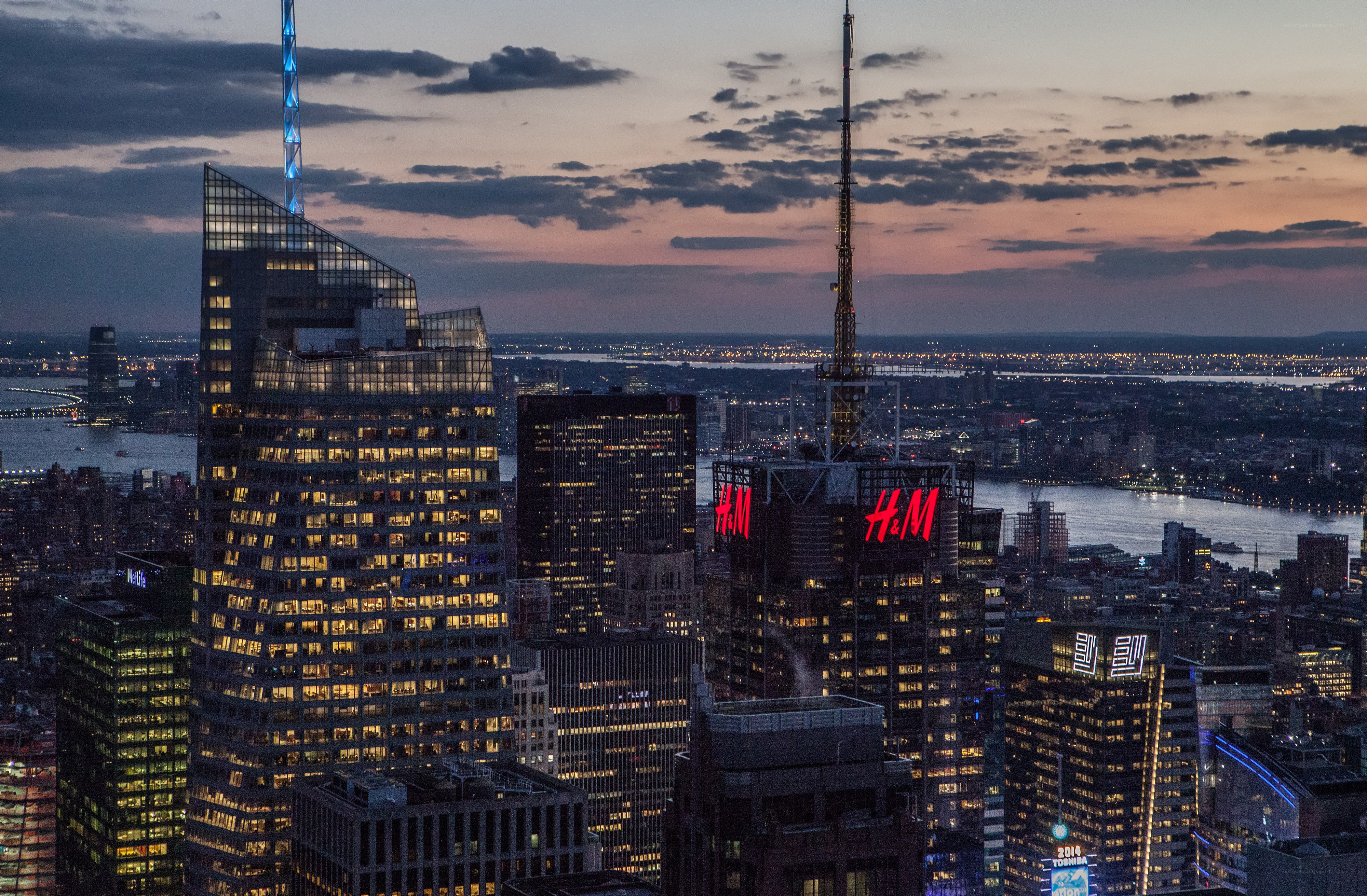 New York City skyline at dusk