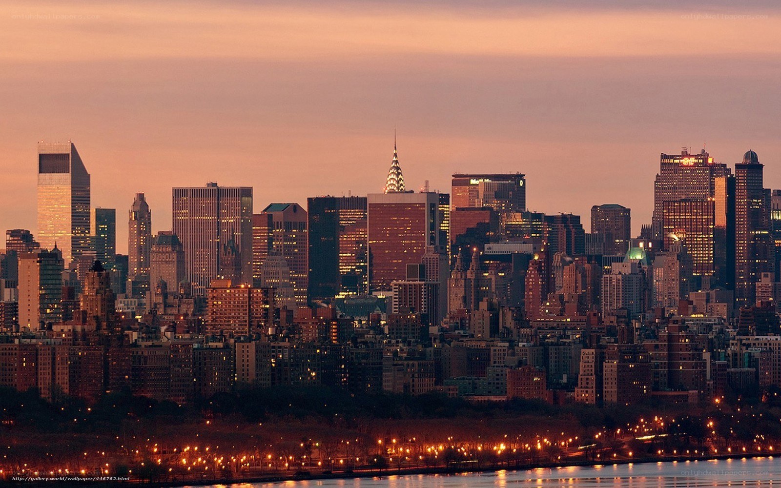 New York City skyline at dusk