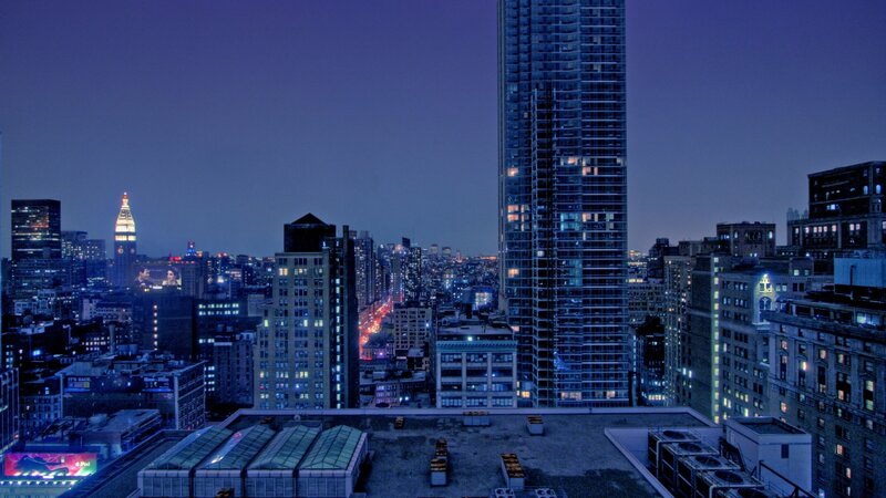 New York City skyline at dusk