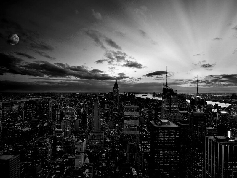 New York City skyline at dusk