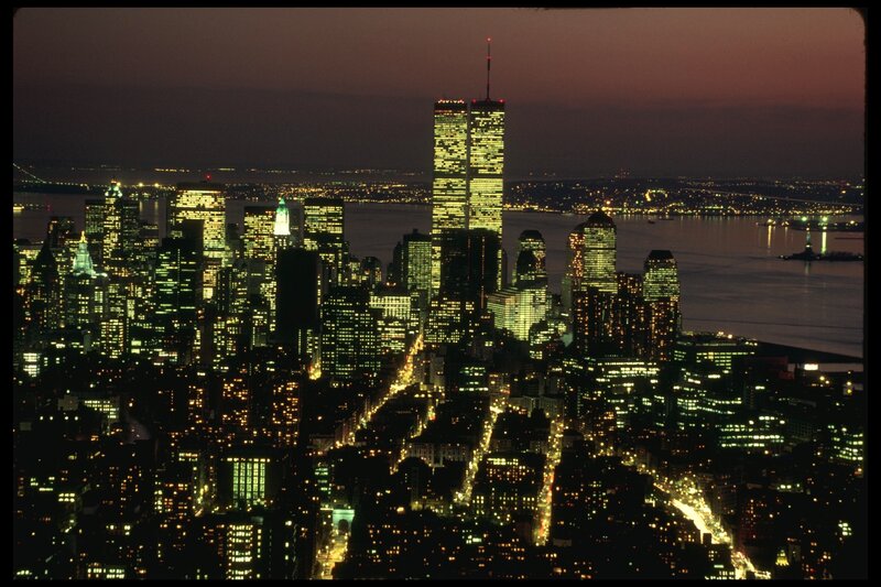 New York City skyline at dusk
