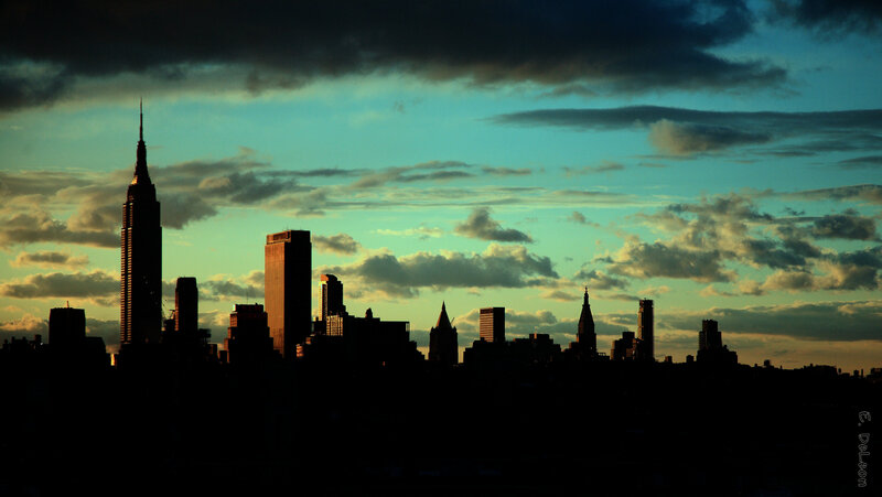 New York City skyline at dusk