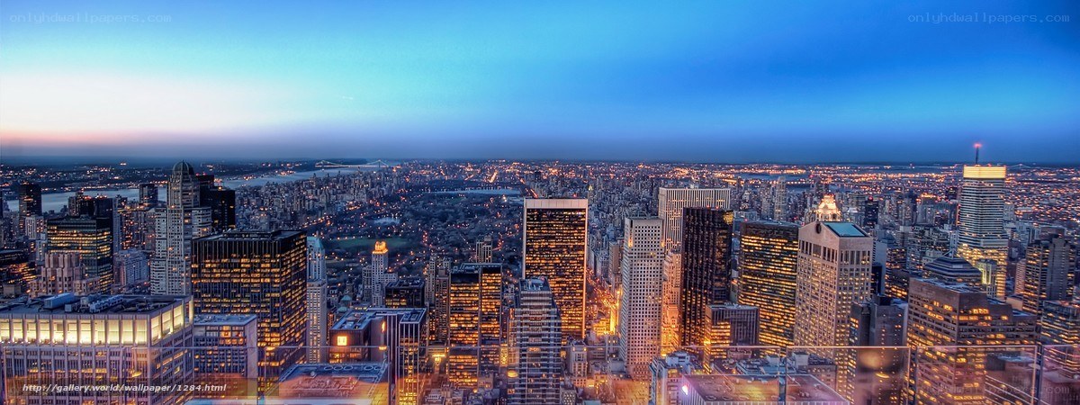 New York City skyline at dusk