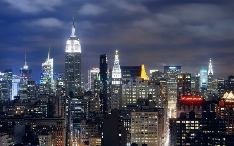 New York City skyline at night