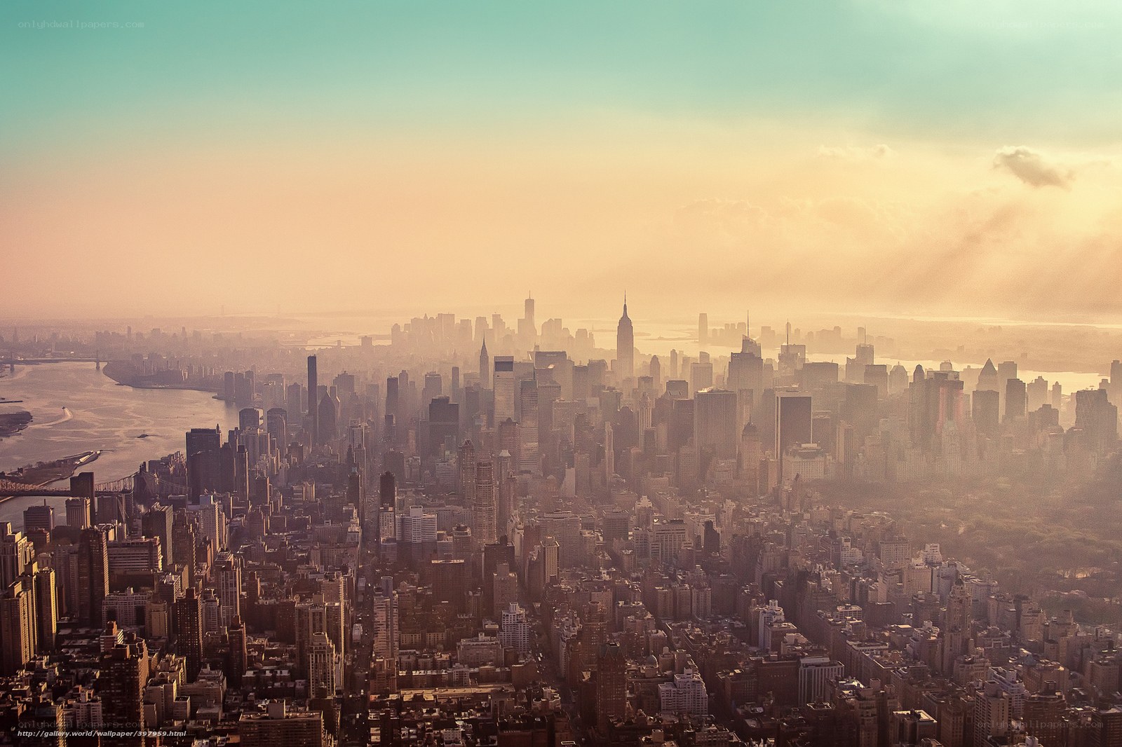 New York City skyline at sunrise
