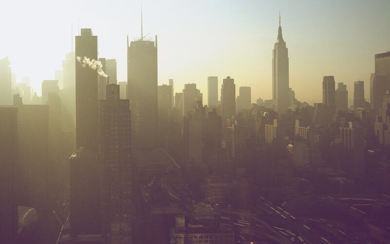 New York City skyline at sunrise