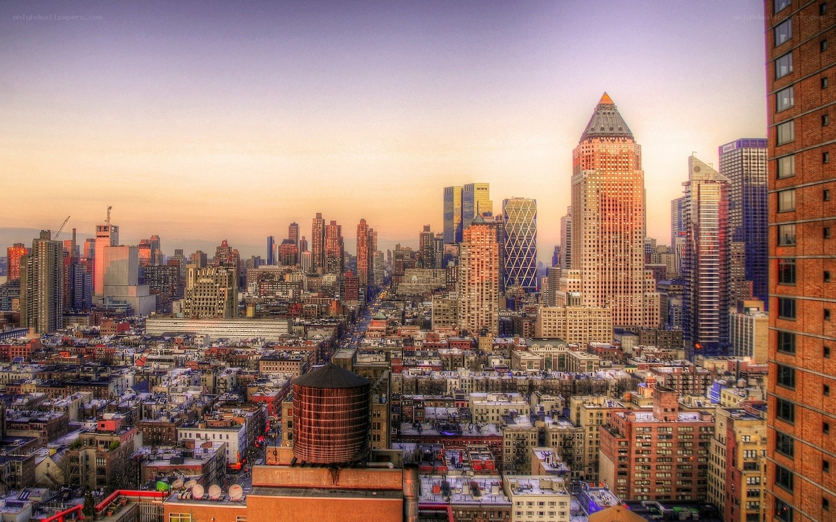 New York City skyline at sunset