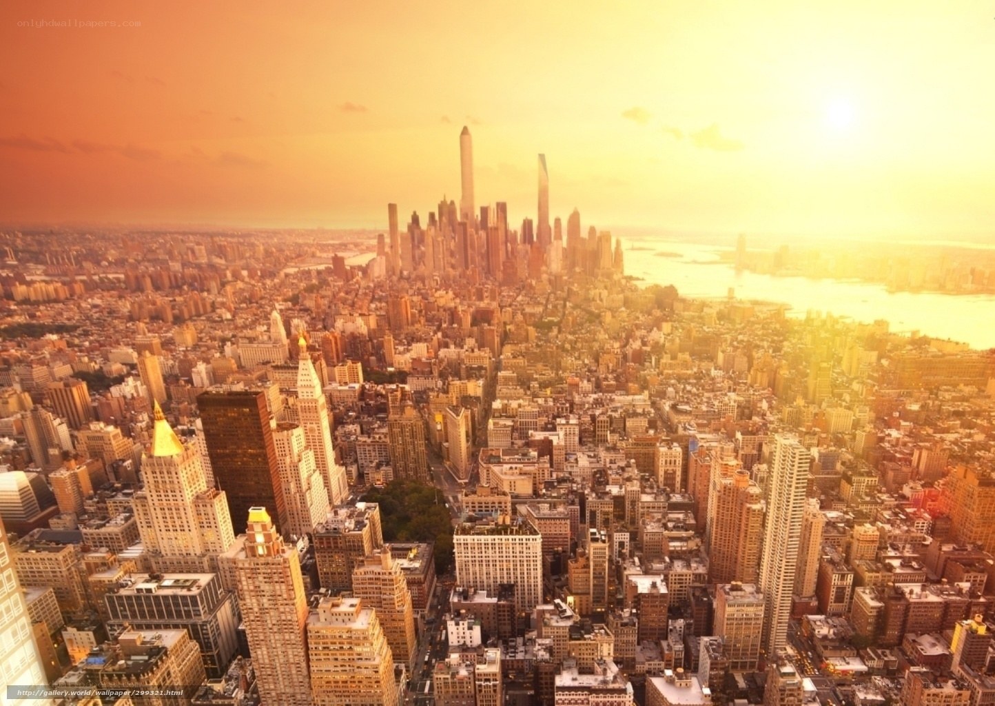 New York City skyline at sunset