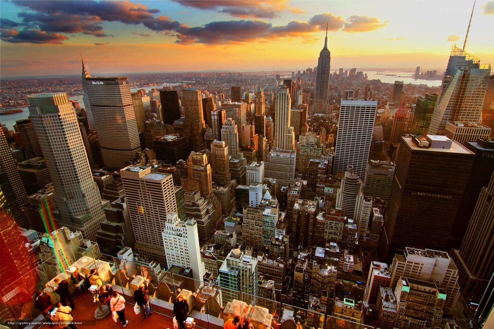 New York City skyline at sunset