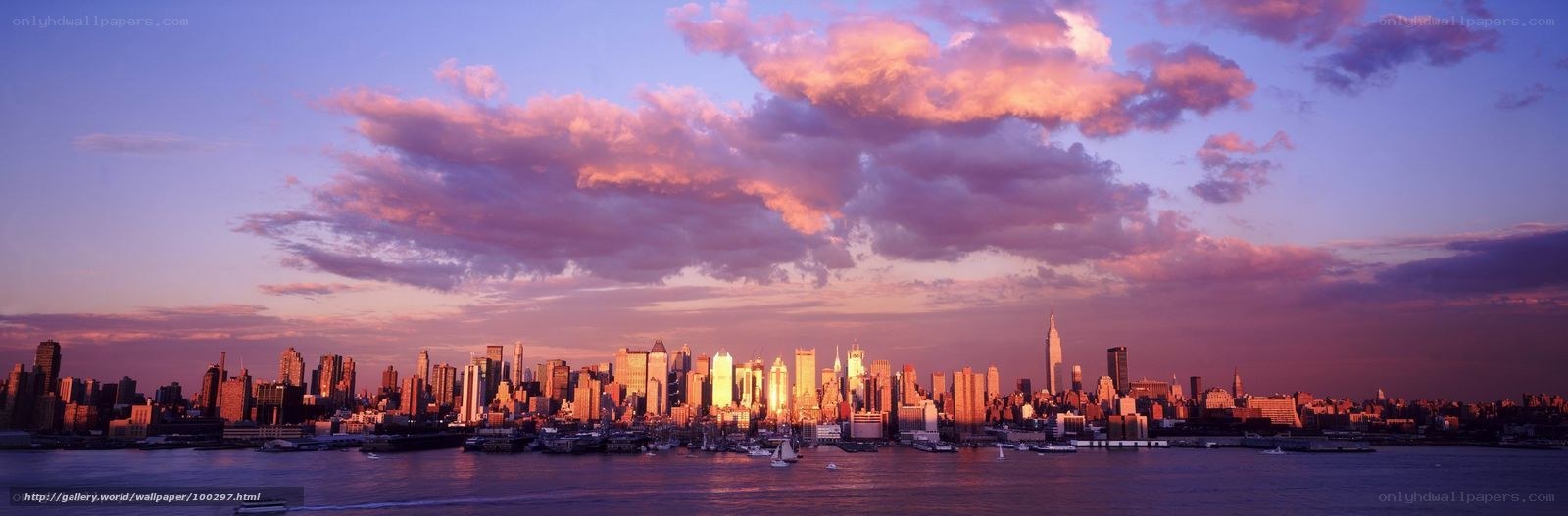 New York City skyline at sunset