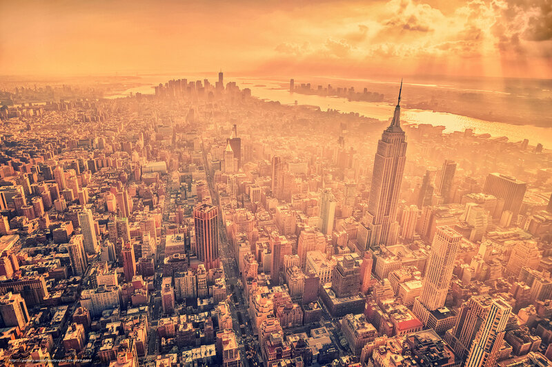 New York City skyline at sunset
