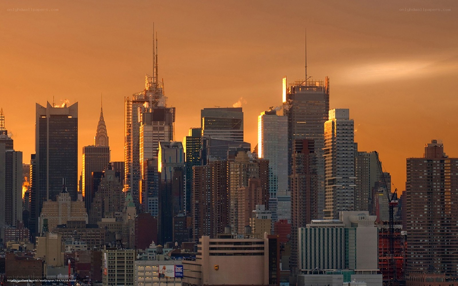 New York City skyline at sunset