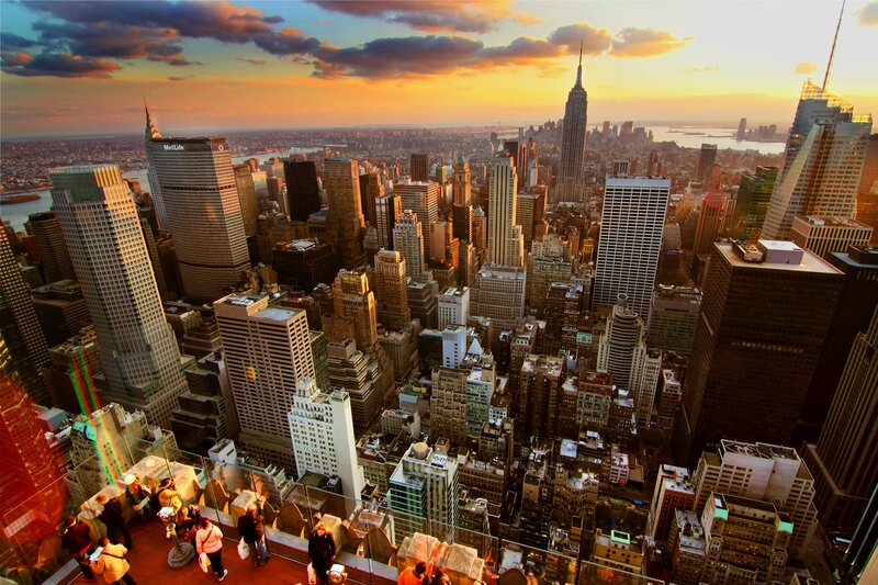 New York City skyline at sunset