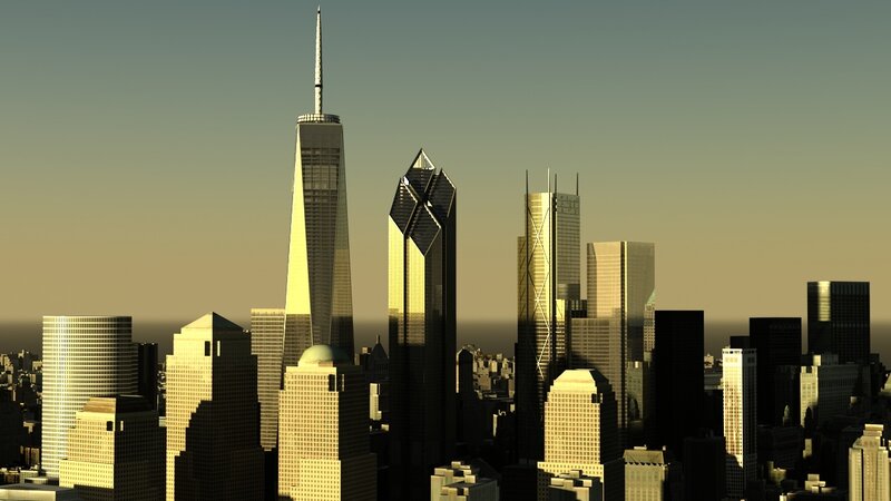 New York City skyline at sunset