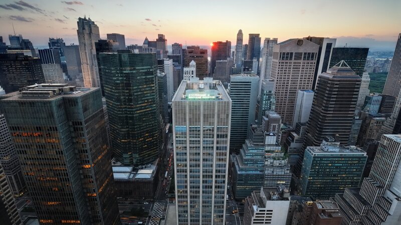 New York City skyline at sunset