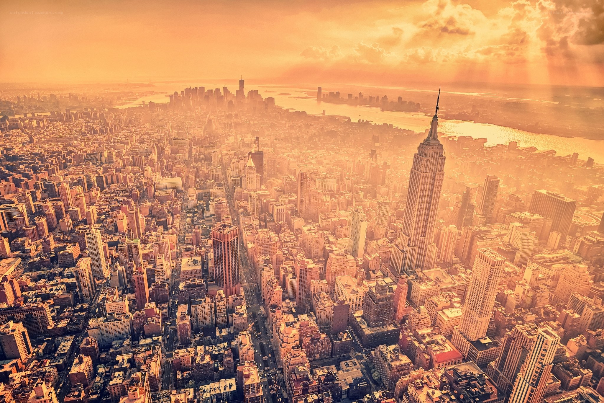 New York City skyline at sunset