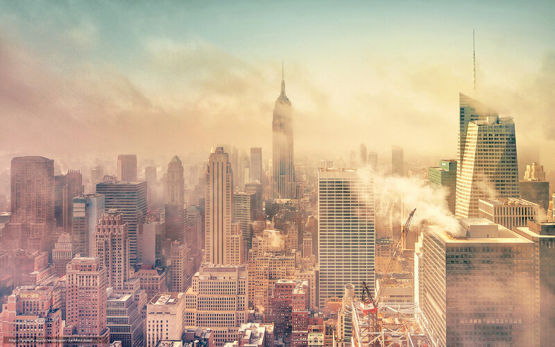 New York City Skyline — Beige, Hazy