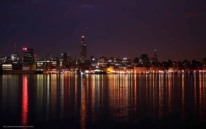 New York City Skyline — Black, Calm, Night
