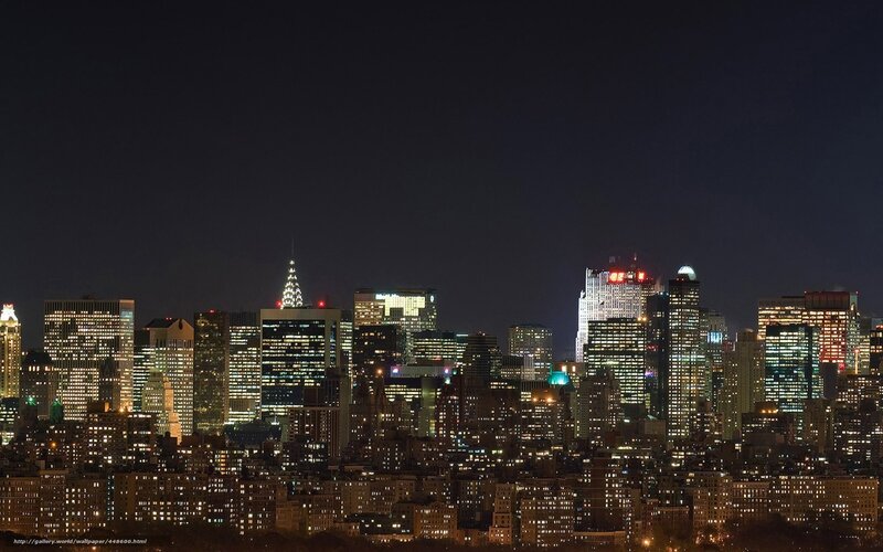 New York City Skyline — Black, Dark, Night