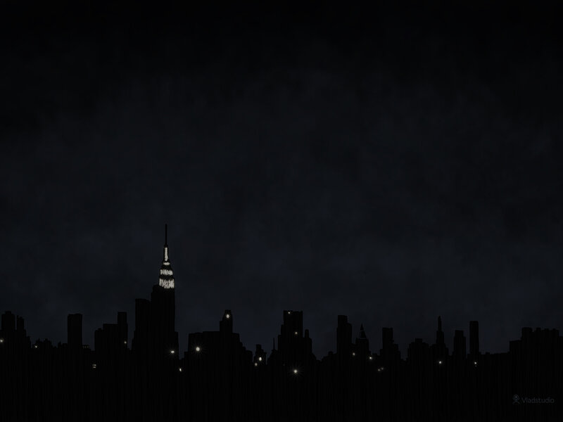 New York City Skyline — Black, Dark
