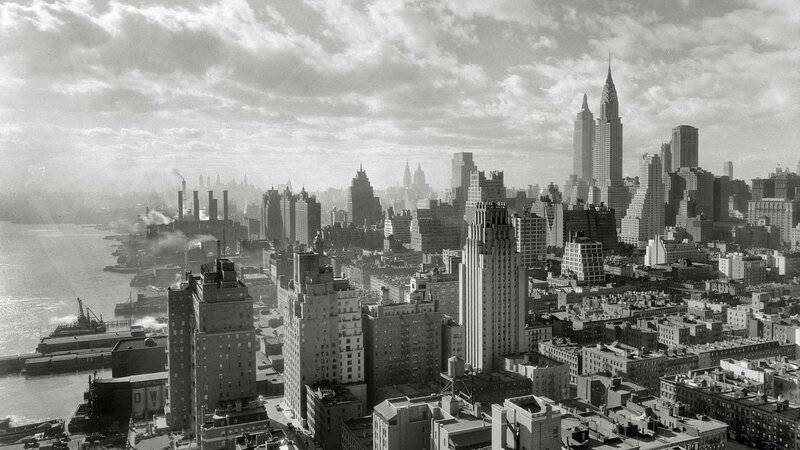 New York City Skyline — Black, Dramatic, Afternoon, Photograph, Buildings