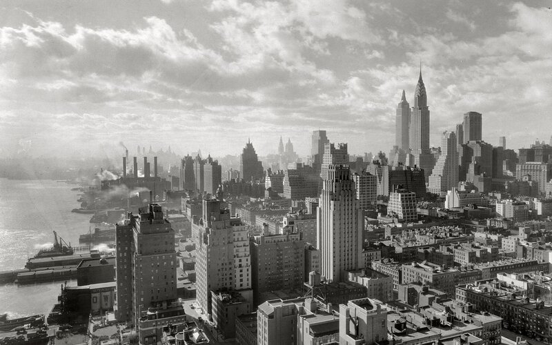 New York City Skyline — Black, Dramatic, Photograph, Skyscrapers