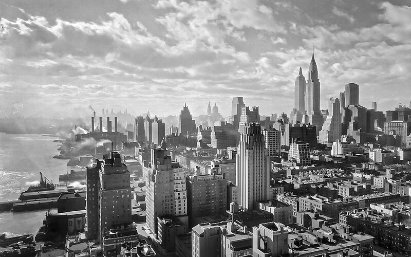 New York City Skyline — Black, Dramatic, Photograph
