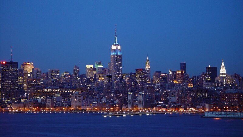 New York City Skyline — Blue, Calm, Night, Photograph