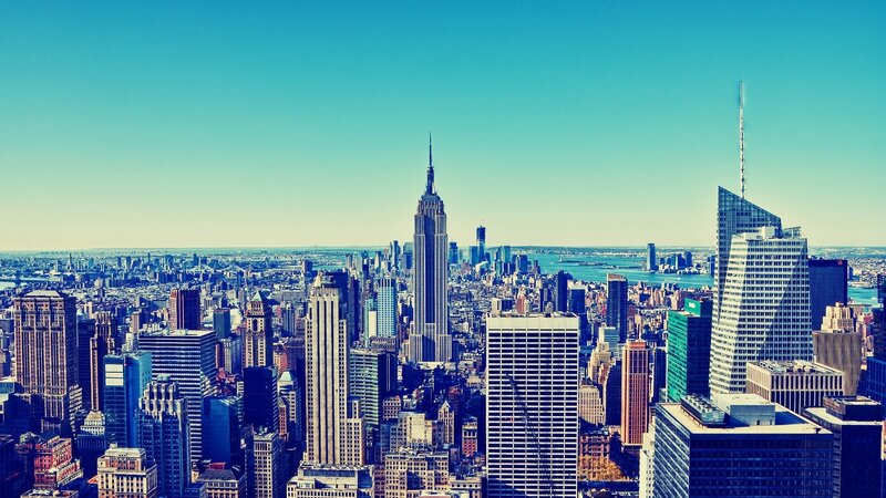 New York City Skyline — Blue, Clear, Afternoon, Photograph