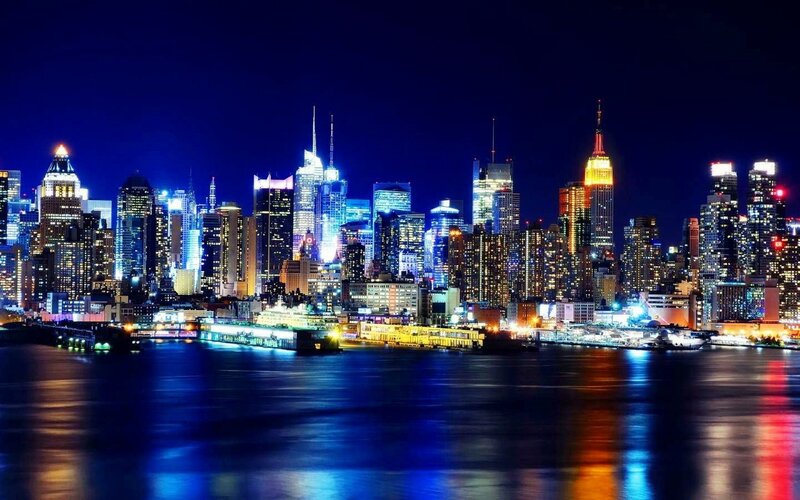 New York City Skyline — Blue, Dramatic, Night, Photograph, Skyscrapers