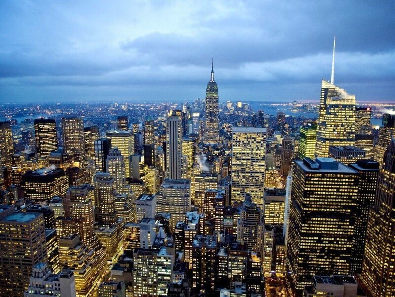 New York City Skyline — Blue, Dramatic, Night, Photograph
