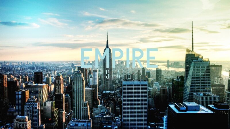 New York City Skyline — Blue, Dramatic, Sunset, Photograph, Skyscrapers, Sky