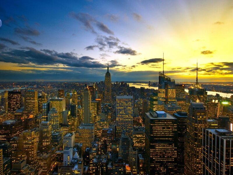 New York City Skyline — Blue, Dramatic, Sunset, Photograph