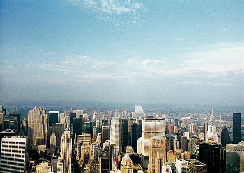 New York City Skyline — Blue, Serene, Afternoon, Photograph, Skyscrapers, Chrysler Building