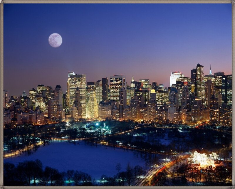 New York City Skyline — Blue, Serene, Night, Photograph