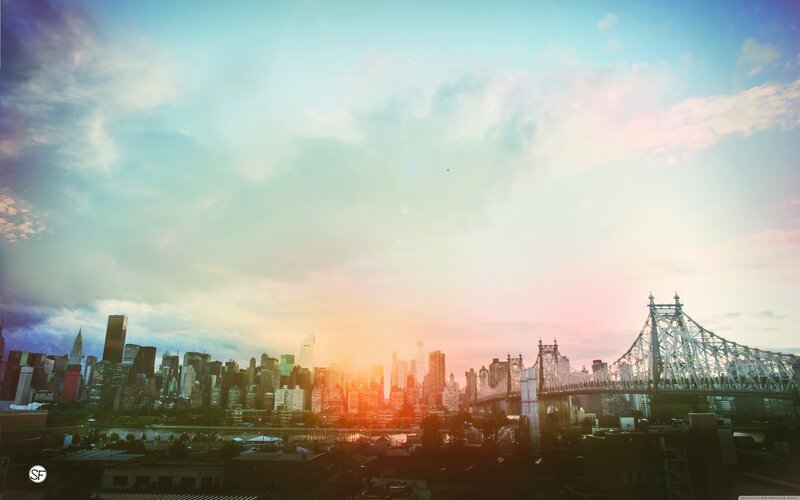 New York City Skyline — Blue, Serene, Sunset, Photograph, Skyscraper