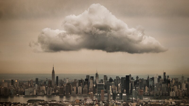 New York City Skyline — Gray, Dramatic, Afternoon, Photograph, Cloud