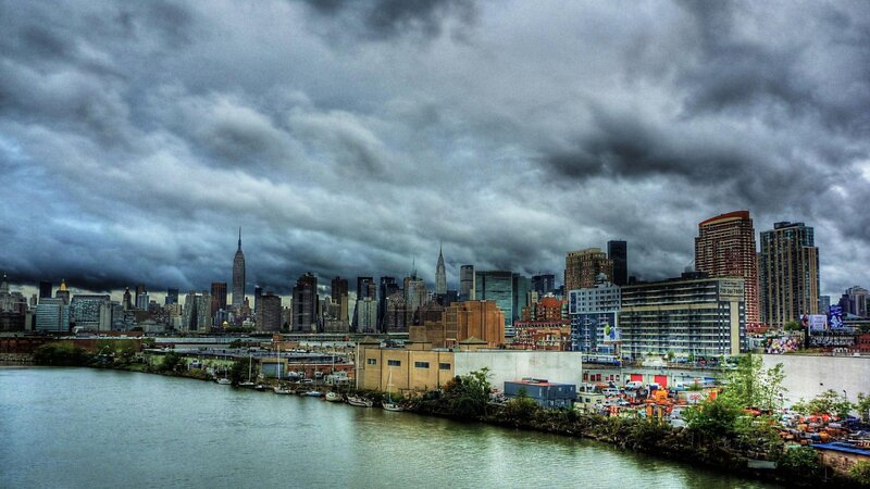 New York City Skyline — Gray, Dramatic, Afternoon, Photograph