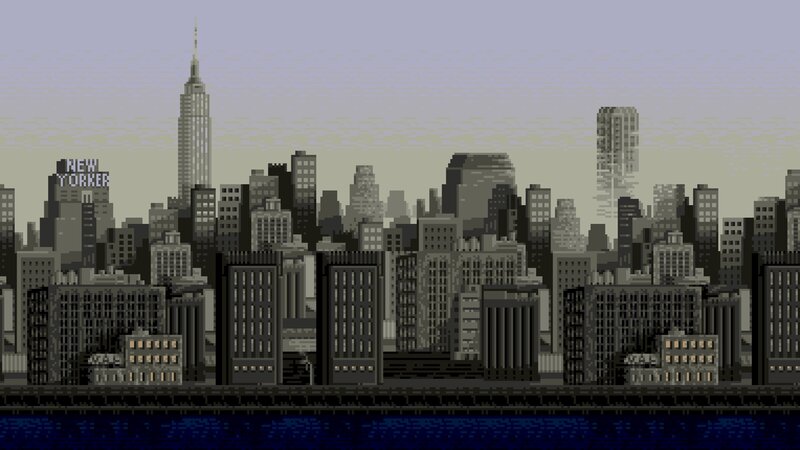 New York City Skyline — Gray, Dramatic, Afternoon, Pixel Art