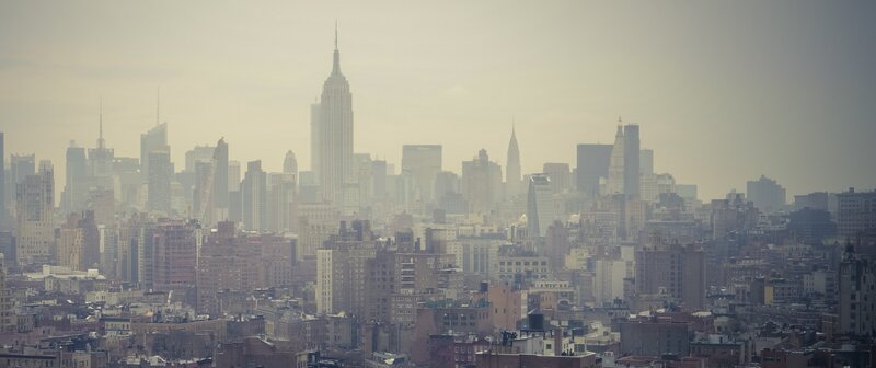 New York City Skyline — Gray, Hazy, Photograph