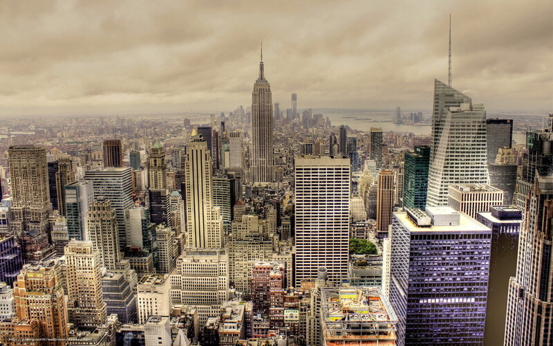 New York City Skyline — Gray, Overcast, Afternoon, Photograph